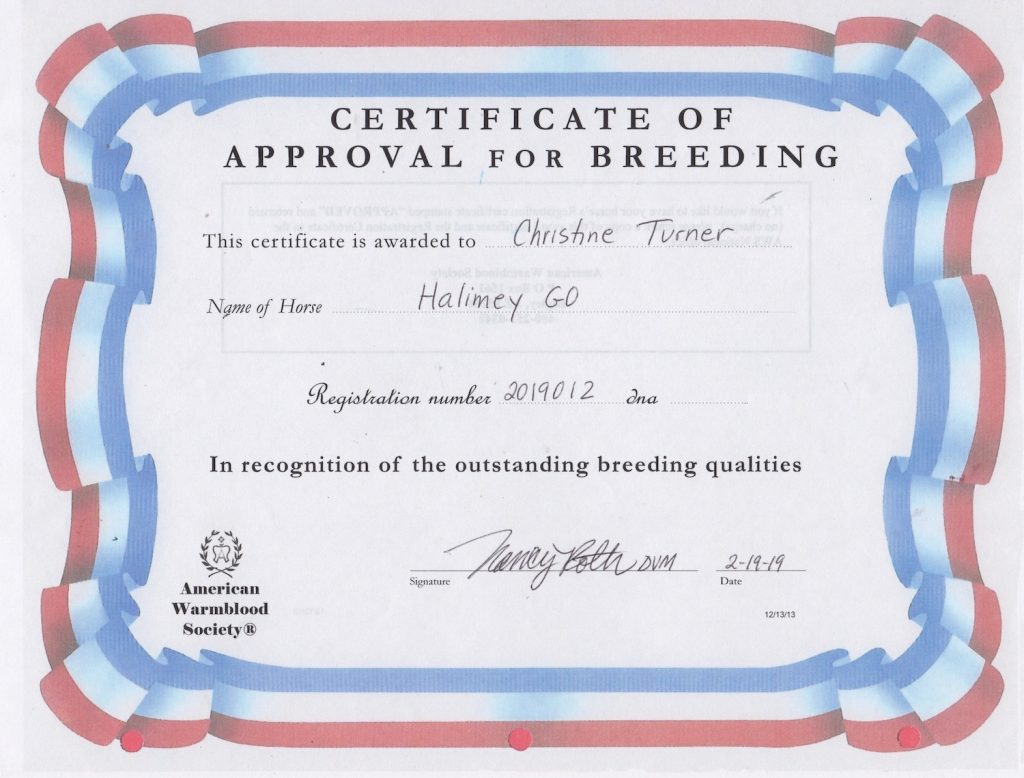 Halimey Go Cert of Breeding AWSSR copy